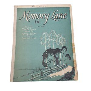 Vintage Sheet Music 1924 Memory Lane Piano Voice Harms Inc